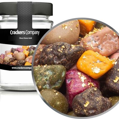 Pietre di cioccolato dorate, Choco Stones Gold PU con 45 pezzi. u. Contenuto 130 g per pezzo.