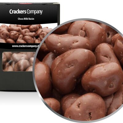 Pasas de chocolate con leche entera, Choco Leche Pasas PU con 32 piezas. Ud. Contenido de 120 g por pieza.