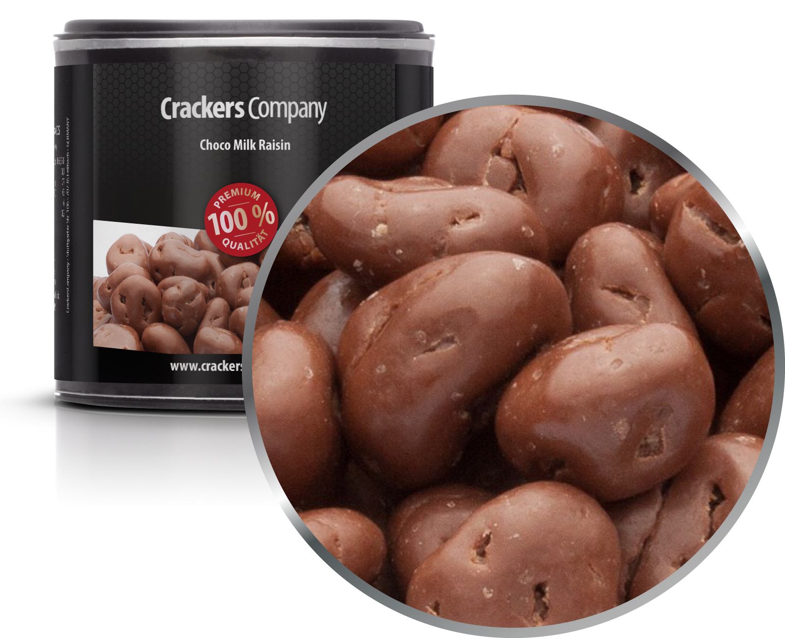 Uvetta di cioccolato al latte intero, Choco Milk Raisin PU con 36 pezzi. u. Contenuto 120 g per pezzo.