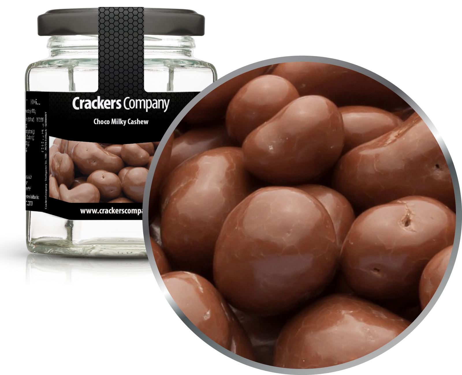 Anacardi al latte intero, Choco Milky Cashew PU con 25 pezzi. u. Contenuto 105 g per pezzo.