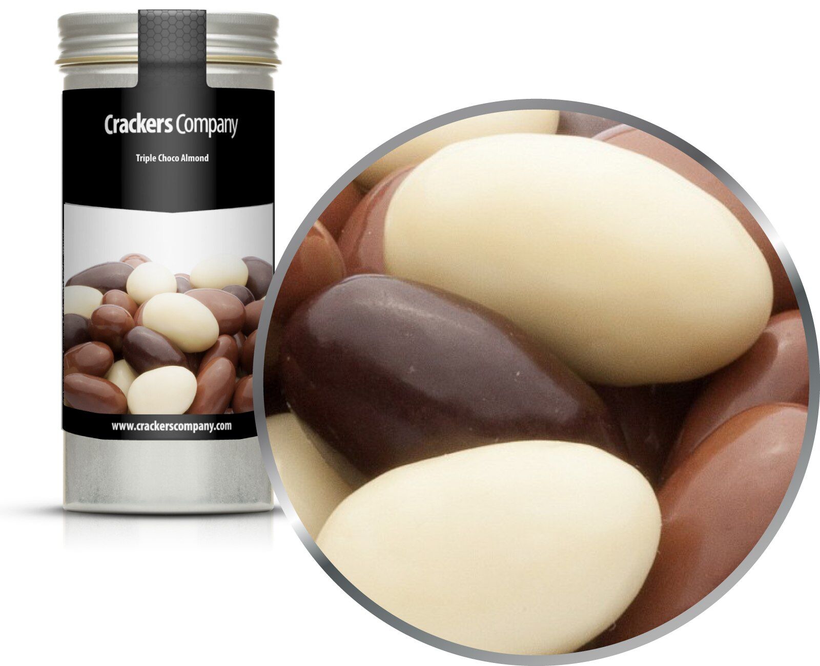 Dreierlei Schoko Mandeln, Triple Choco Almond VPE mit 40 Stk. u. 100g Inhalt je Stk.