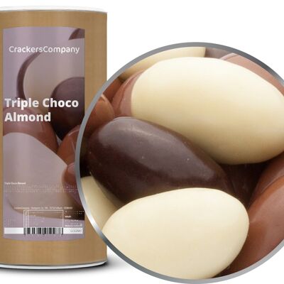 Tre tipi di mandorle al cioccolato, Triple Choco Almond PU con 9 pezzi. u. Contenuto 850 g per pezzo.