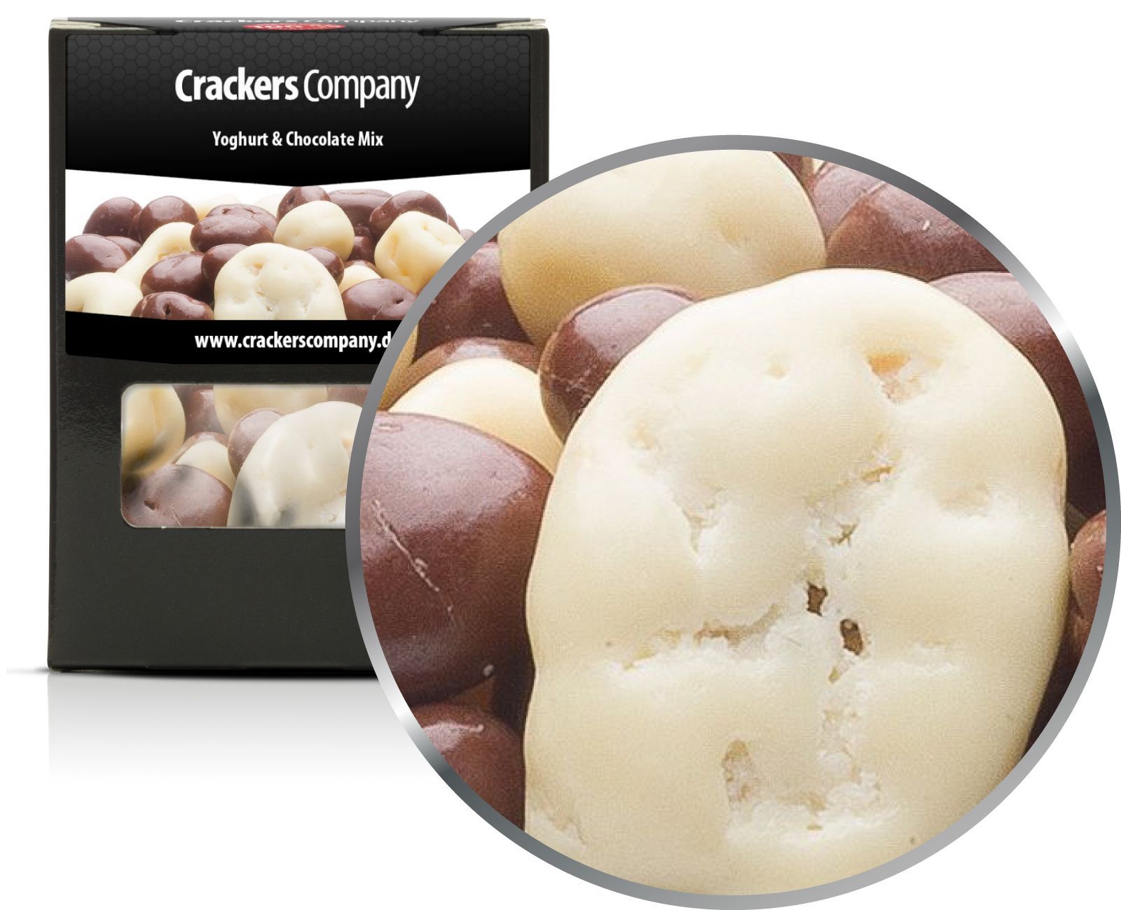 Mix yogurt-cioccolato noci-uvetta, mix yogurt-cioccolato PU con 32 pezzi. u. Contenuto 120 g per pezzo.