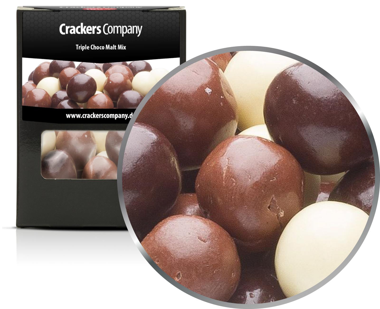 Dreierlei Schoko Malzkugeln, Triple Choco Malt Mix VPE mit 32 Stk. u. 70g Inhalt je Stk.