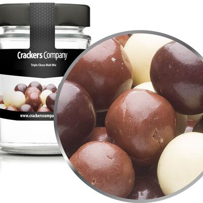 Trois types de boules de malt chocolaté, Triple Choco Malt Mix PU de 45 pièces. toi. Contenu de 70 g par pièce.