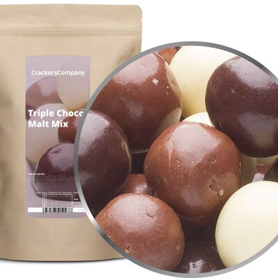 Trois types de boules de malt chocolaté, Triple Choco Malt Mix PU avec 8 pièces. toi. Contenu de 450 g par pièce.