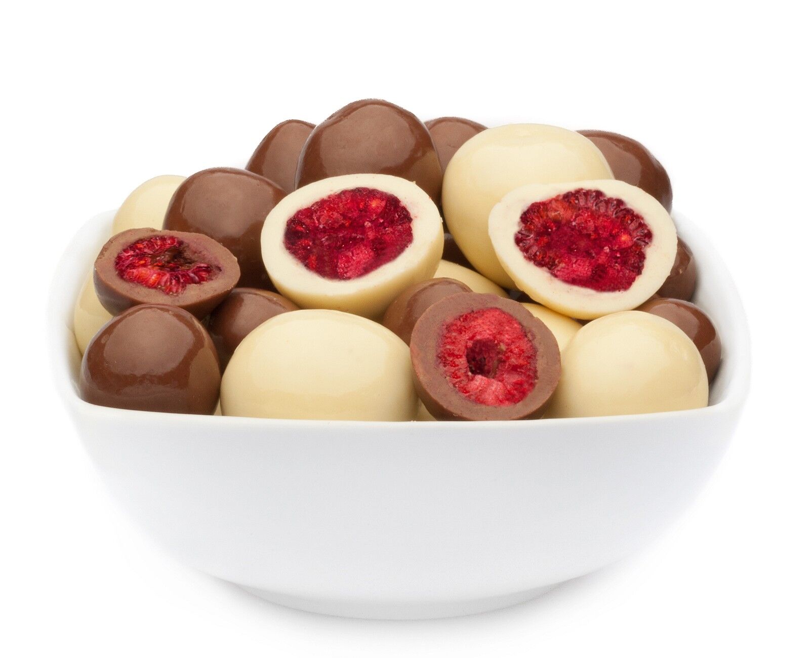Milchschoko Himbeeren, Raspberry Twins VPE mit 1 Stk. u. 2500g Inhalt je Stk.