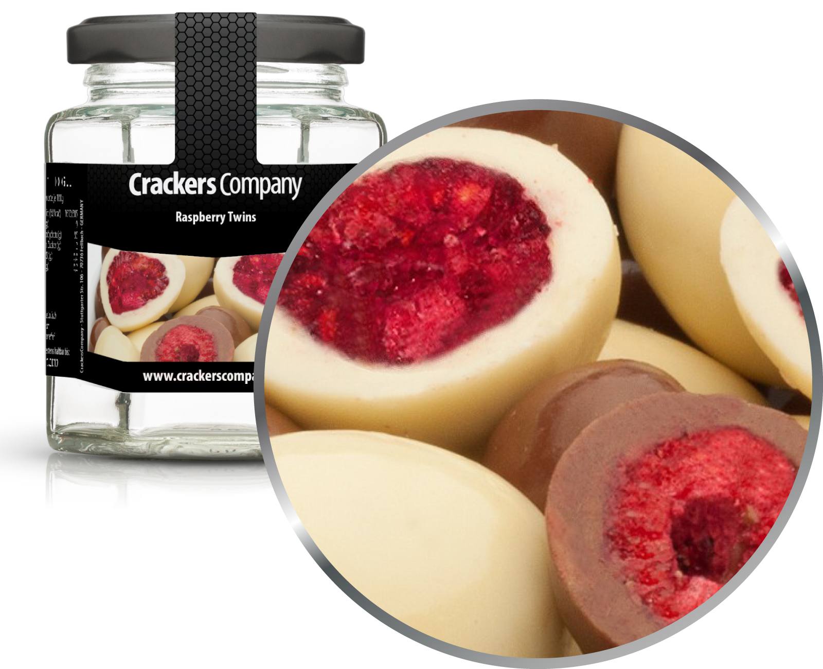 Milchschoko Himbeeren, Raspberry Twins VPE mit 25 Stk. u. 70g Inhalt je Stk.