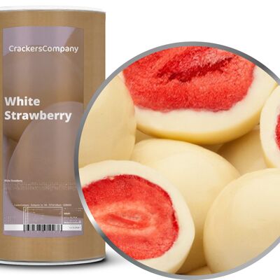 Fragole al cioccolato al latte, Fragola Bianca PU con 9 pezzi. u. Contenuto 600 g per pezzo.