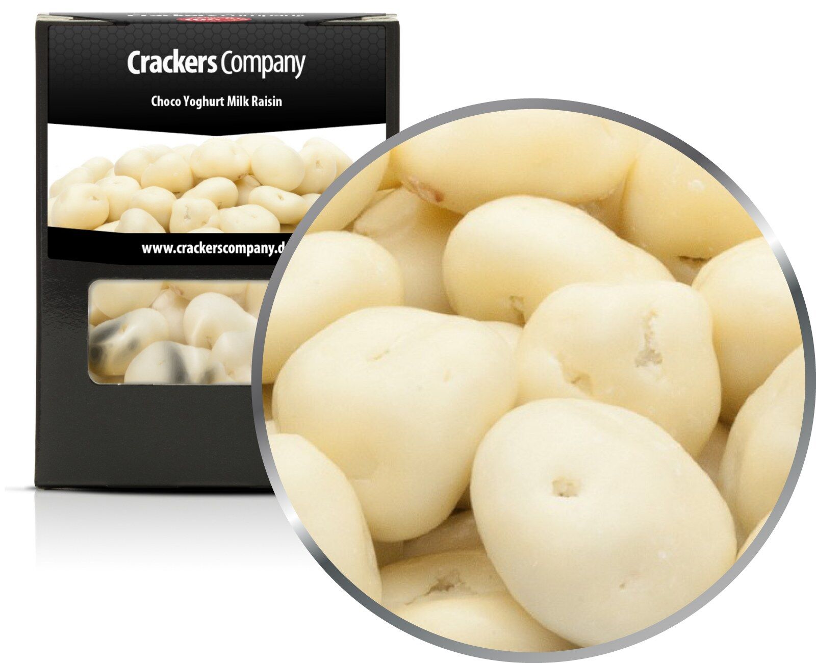 Uvetta al cioccolato e yogurt, Choco Yoghurt Milk Raisin PU con 32 pezzi. u. Contenuto 120 g per pezzo.