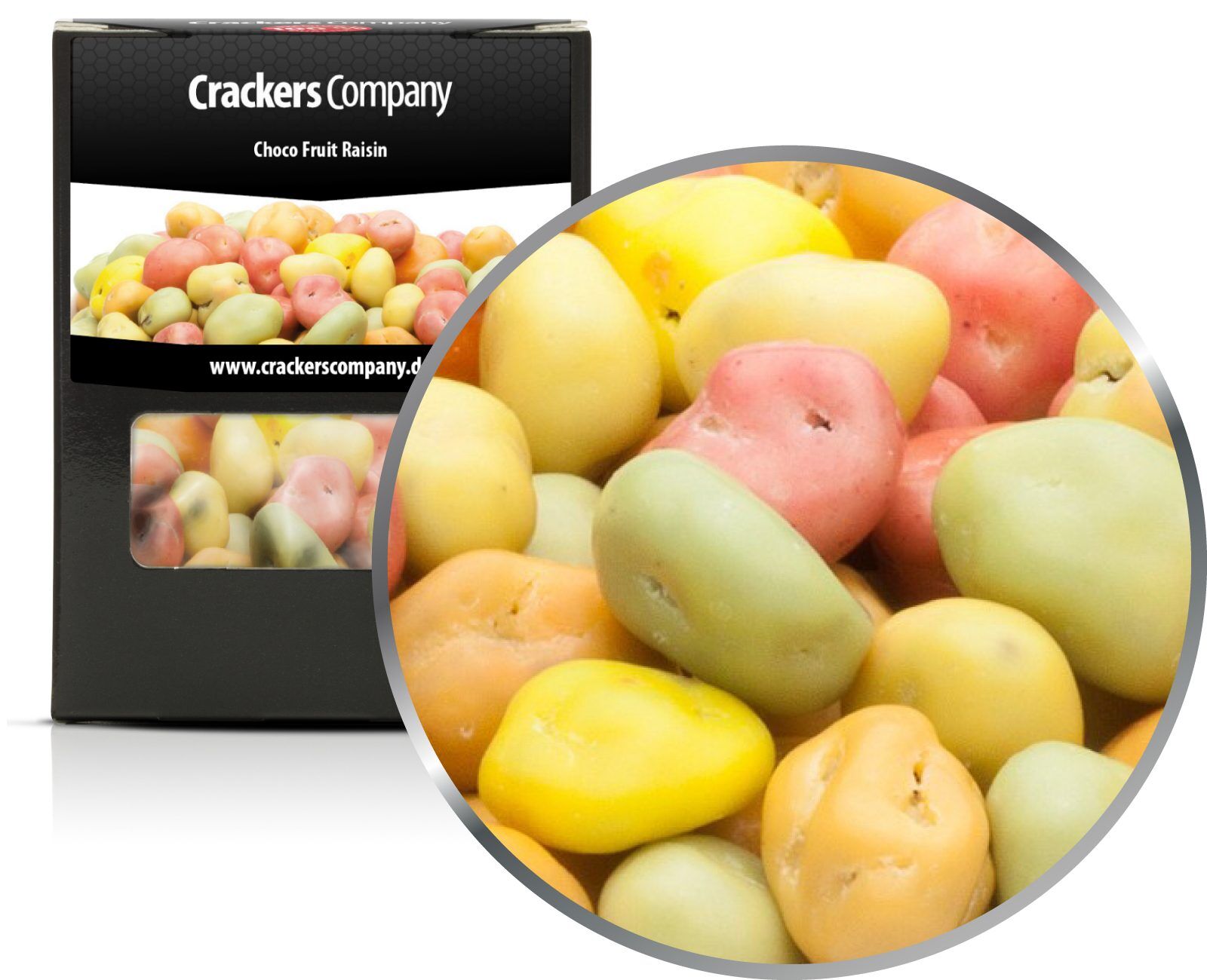 Uvetta al cioccolato e yogurt, Choco Fruit Raisin PU con 32 pezzi. u. Contenuto 130 g per pezzo.