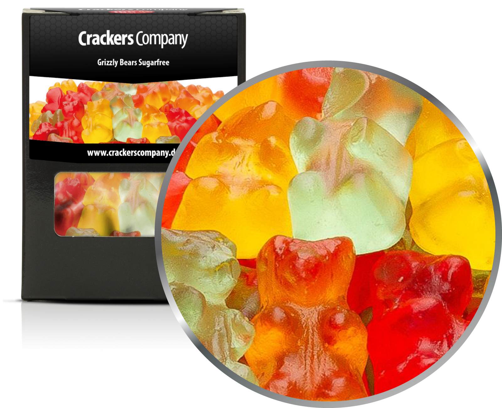 Ositos de goma sin azúcar, Grizzly Bears PU sin azúcar con 32 piezas. Ud. Contenido de 120 g por pieza.