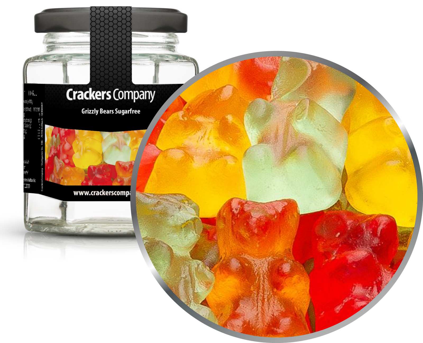 Ositos de goma sin azúcar, Grizzly Bears PU sin azúcar con 25 piezas. Ud. Contenido de 120 g por pieza.