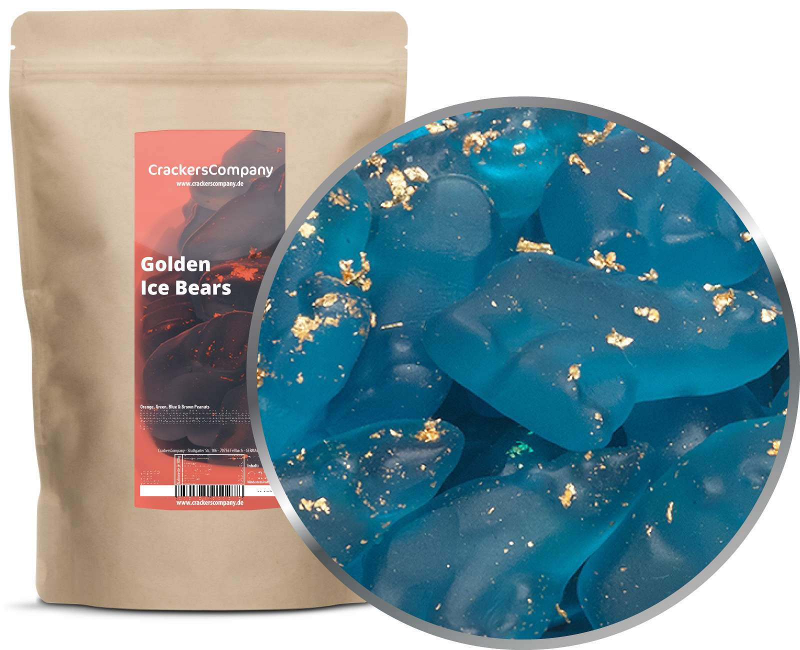 Eis-Gummibären mit Gold, Golden Ice Bears VPE mit 8 Stk. u. 700g Inhalt je Stk.