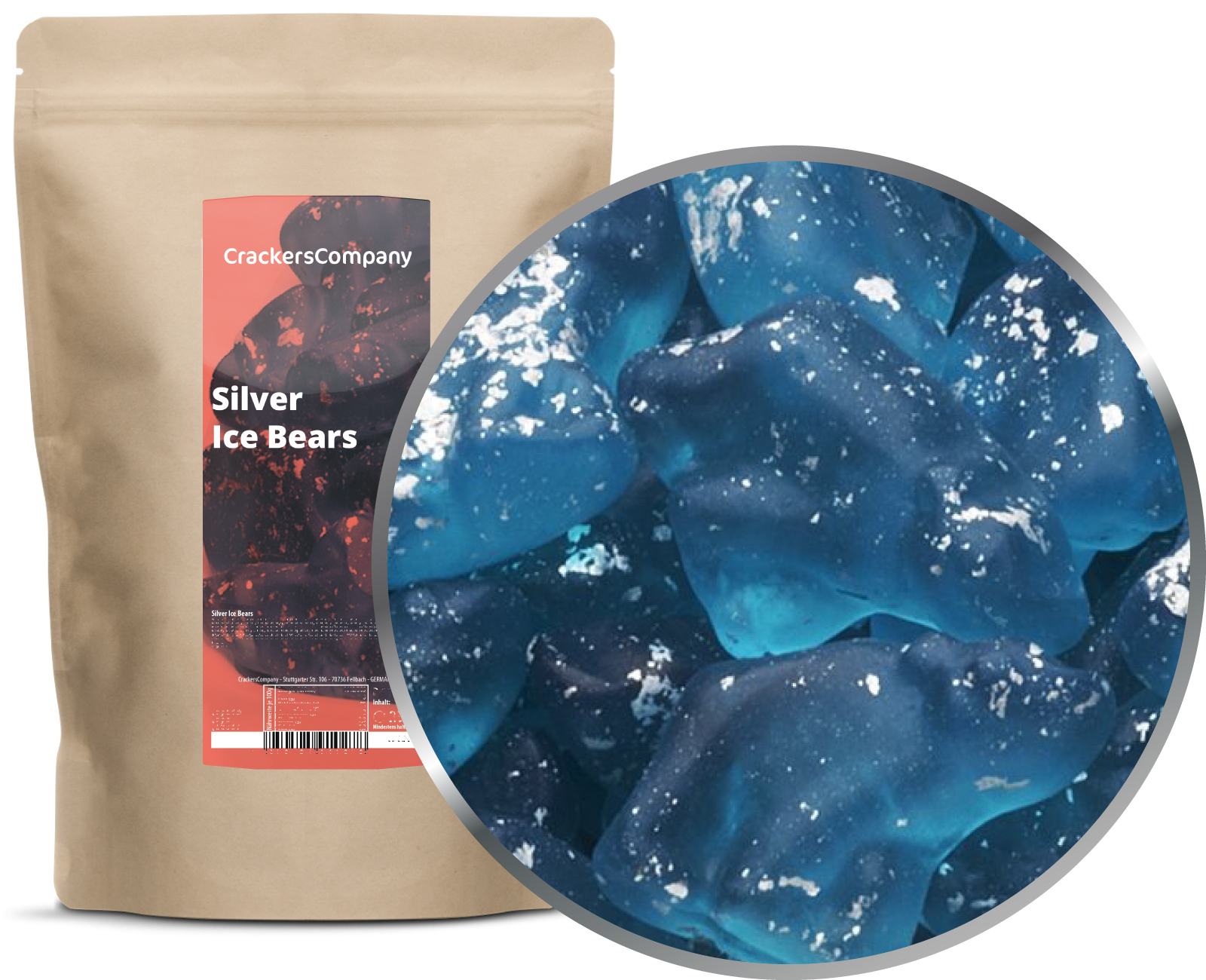 Eis-Gummibären mit Silber, Silver Ice Bears VPE mit 8 Stk. u. 700g Inhalt je Stk.