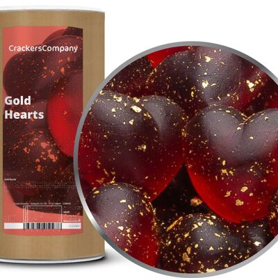 Orsetti gommosi con cuori dorati, Gold Hearts PU con 9 pezzi. u. Contenuto 1050 g per pezzo.