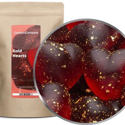 Orsetti gommosi con cuori dorati, Gold Hearts PU con 8 pezzi. u. Contenuto 700 g per pezzo.