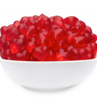 Cuori di gomma alla frutta senza zucchero, Red Hearts Sugarfree PU con 1 pezzo. u. Contenuto 3000 g per pezzo.