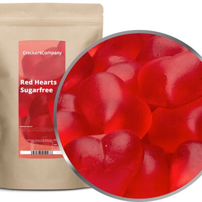 Cuori di gomma alla frutta senza zucchero, Red Hearts Sugarfree PU con 8 pezzi. u. Contenuto 1000 g per pezzo.