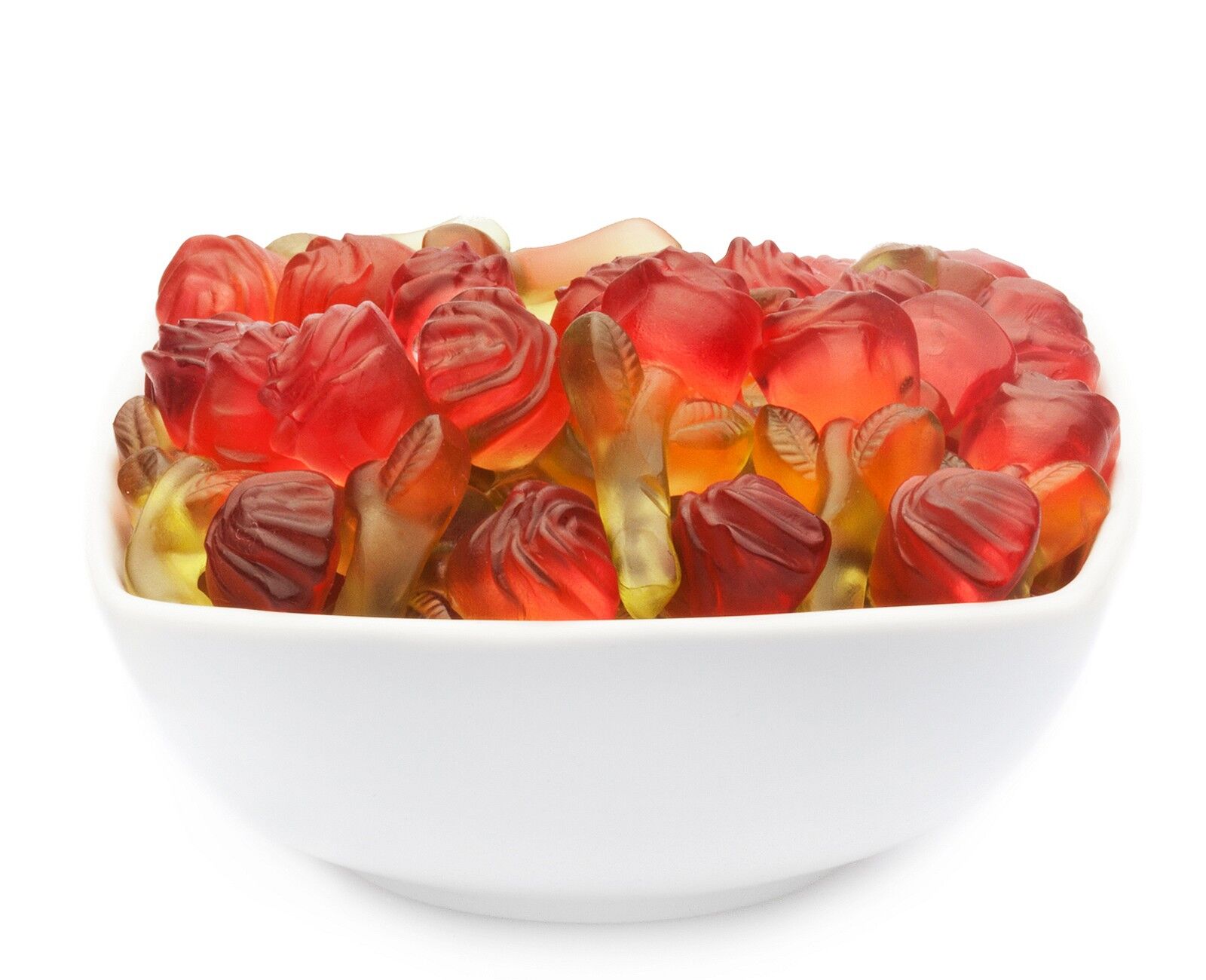 Roses en gomme de fruits, Roses rouges PU avec 1 pièce. toi. Contenu de 3000g par pièce.