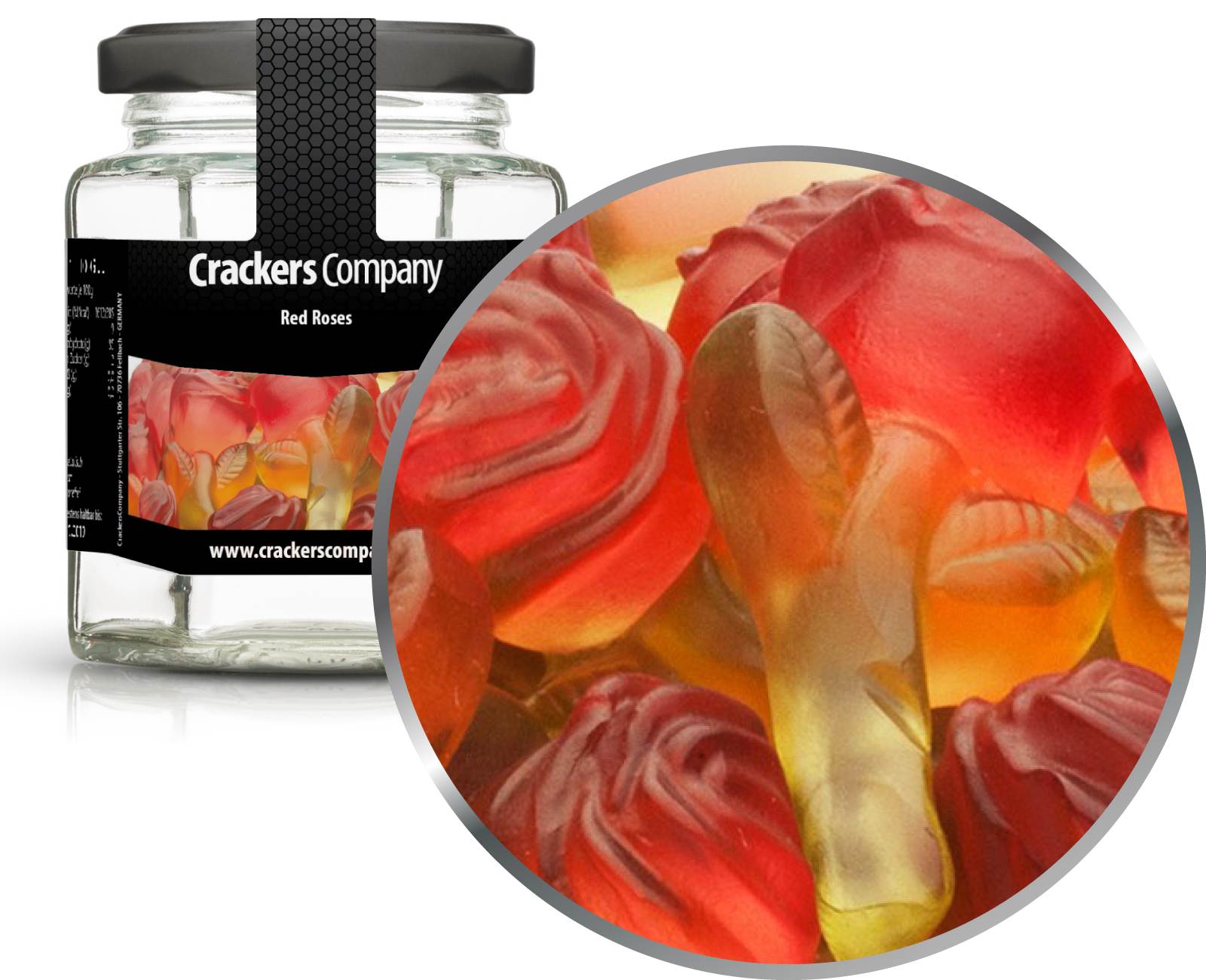 Fruchtgummi Rosen, Red Roses VPE mit 25 Stk. u. 110g Inhalt je Stk.