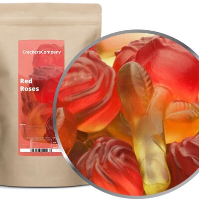 Roses en gomme de fruits, Roses rouges PU avec 8 pièces. toi. Contenu de 700 g par pièce.