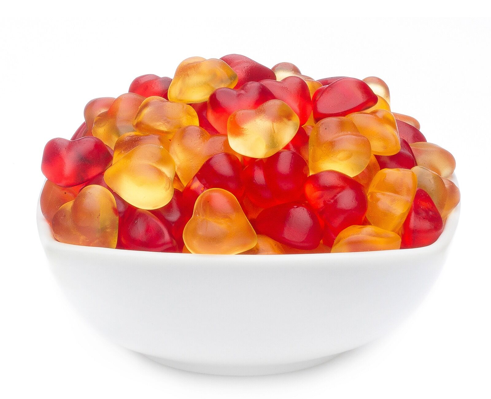 Coeurs de gomme aux fruits de pêche, Peach Hearts PU avec 1 pièce. toi. Contenu de 3000g par pièce.