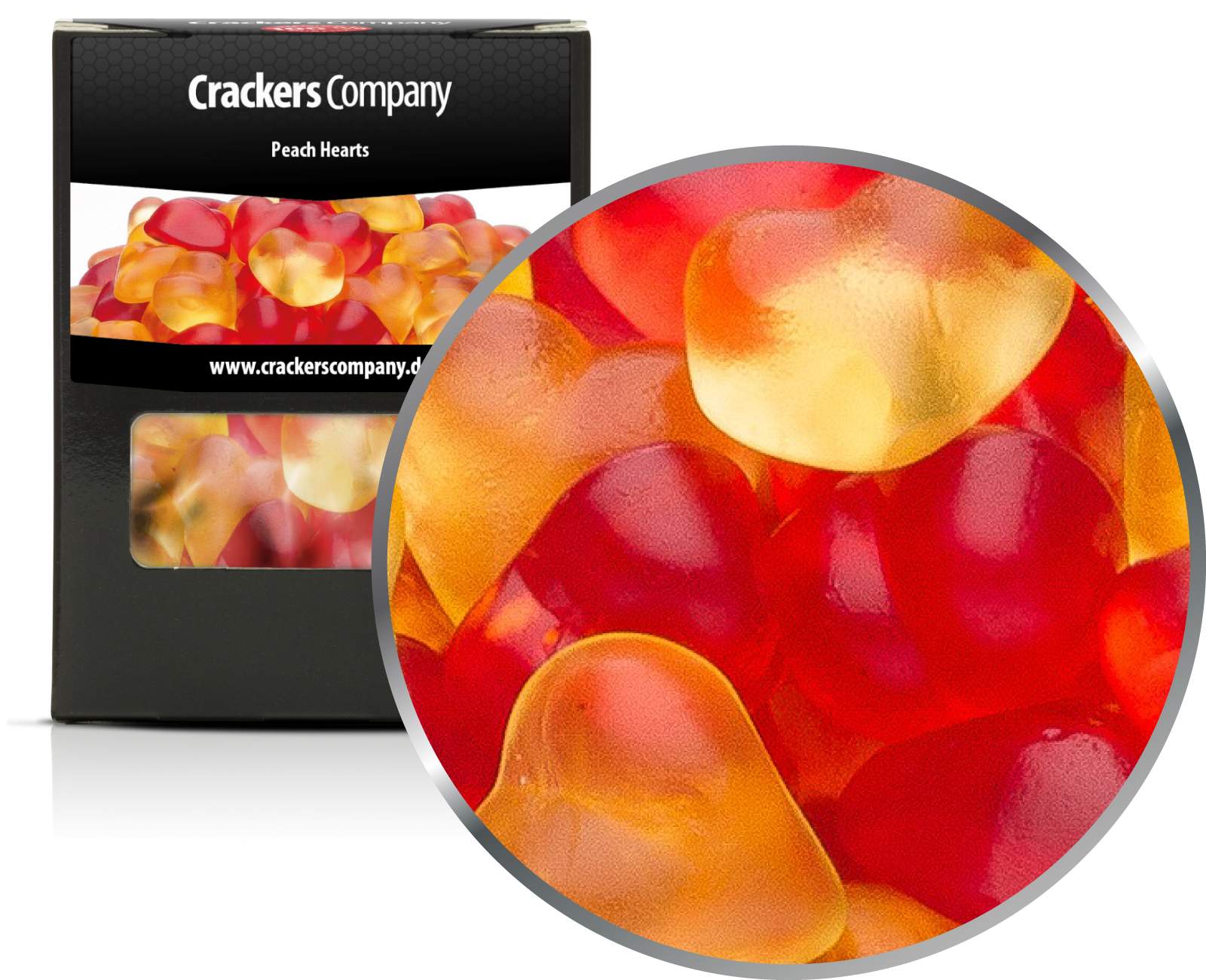 Pfirsich-Fruchtgummiherzen, Peach Hearts VPE mit 32 Stk. u. 140g Inhalt je Stk.