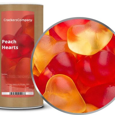Corazones de chicle de melocotón, Peach Hearts PU con 9 piezas. Ud. Contenido de 1100 g por pieza.
