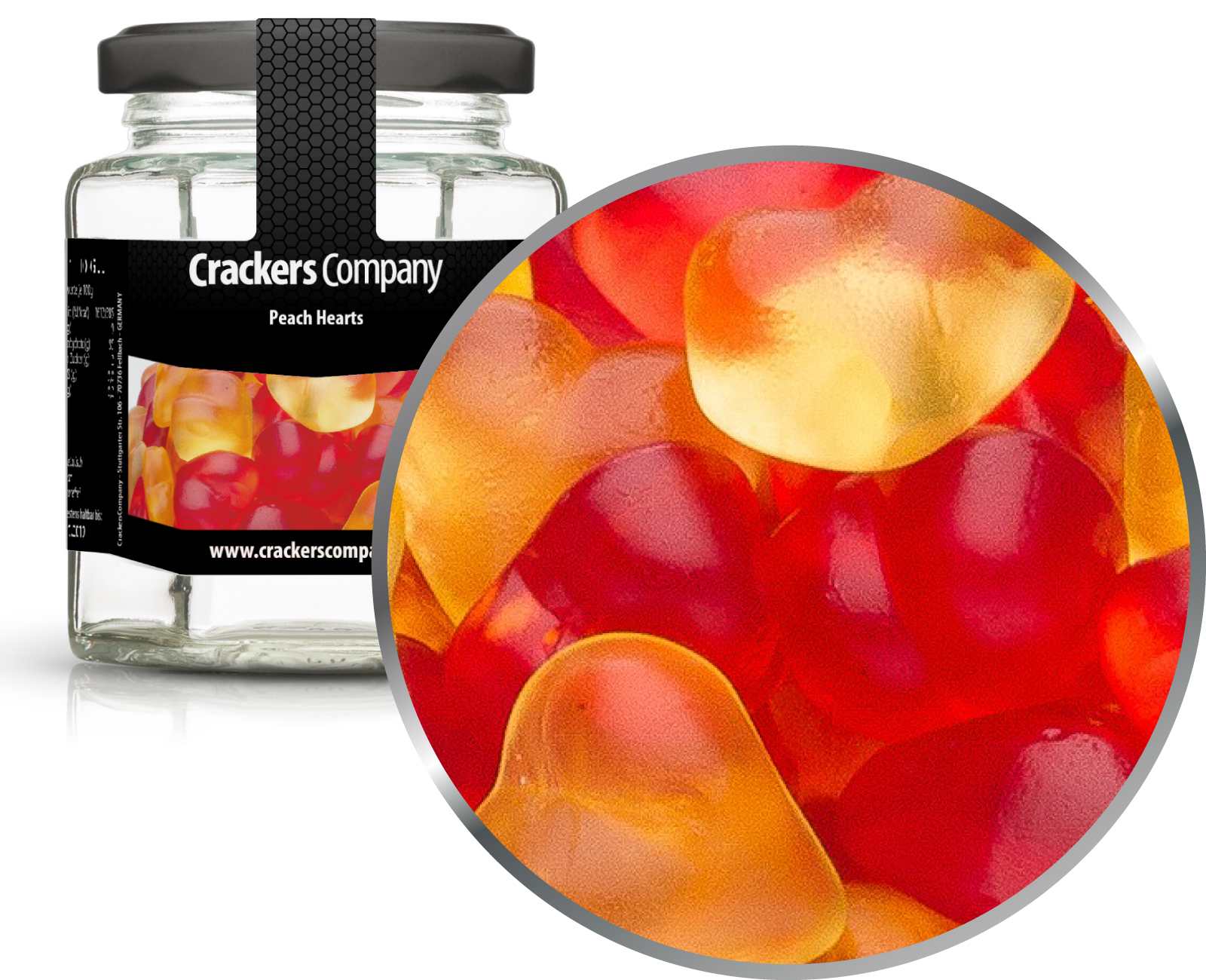 Pfirsich-Fruchtgummiherzen, Peach Hearts VPE mit 25 Stk. u. 140g Inhalt je Stk.