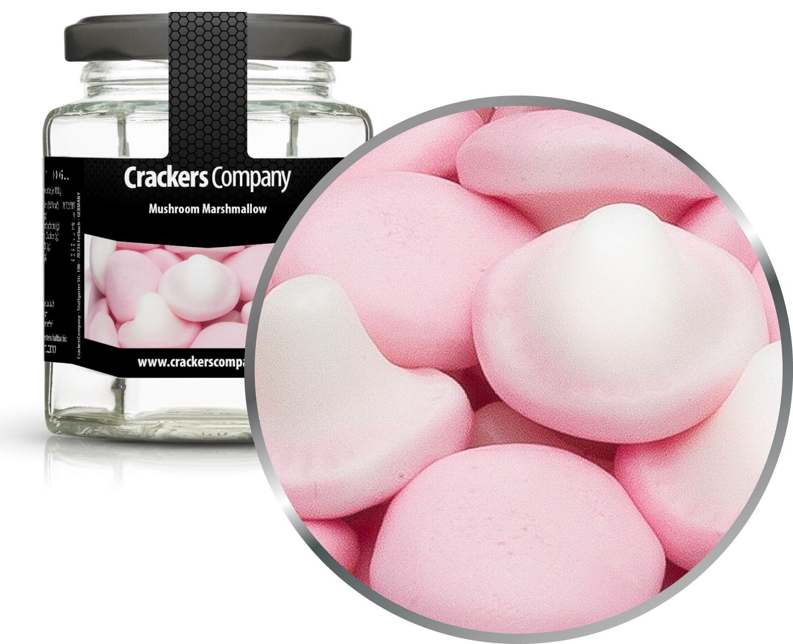 Champiñones con espuma de azúcar, champiñones y malvavisco PU con 25 piezas. Ud. Contenido de 70 g por pieza.