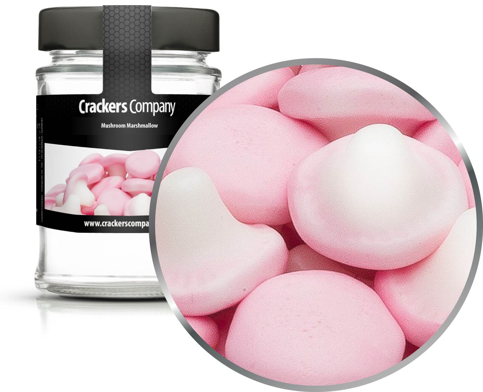 Champiñones con espuma de azúcar, champiñones y malvavisco PU con 45 piezas. Ud. Contenido de 70 g por pieza.