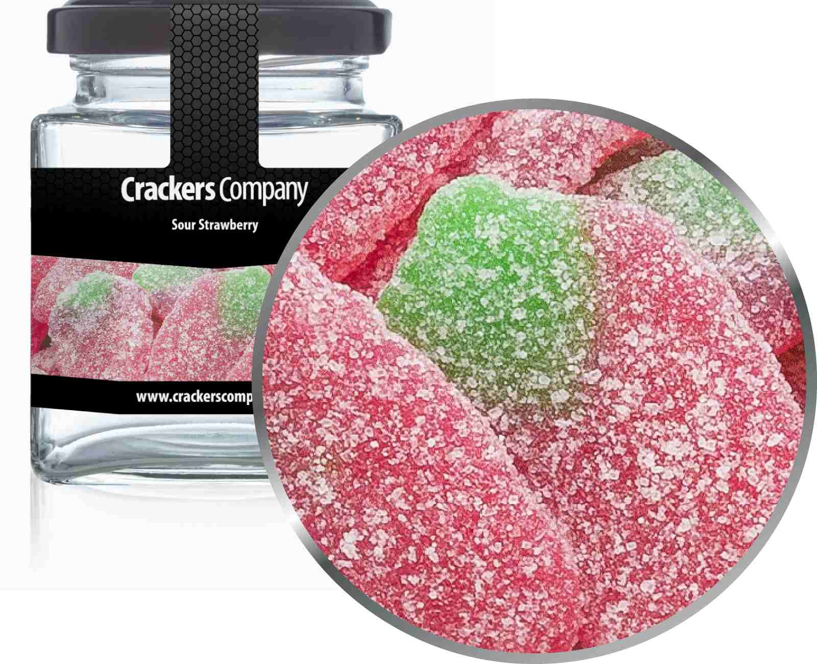 Sour Strawberry Gummies, Sour Strawberry VPE with 24 pieces. and 110g content per piece