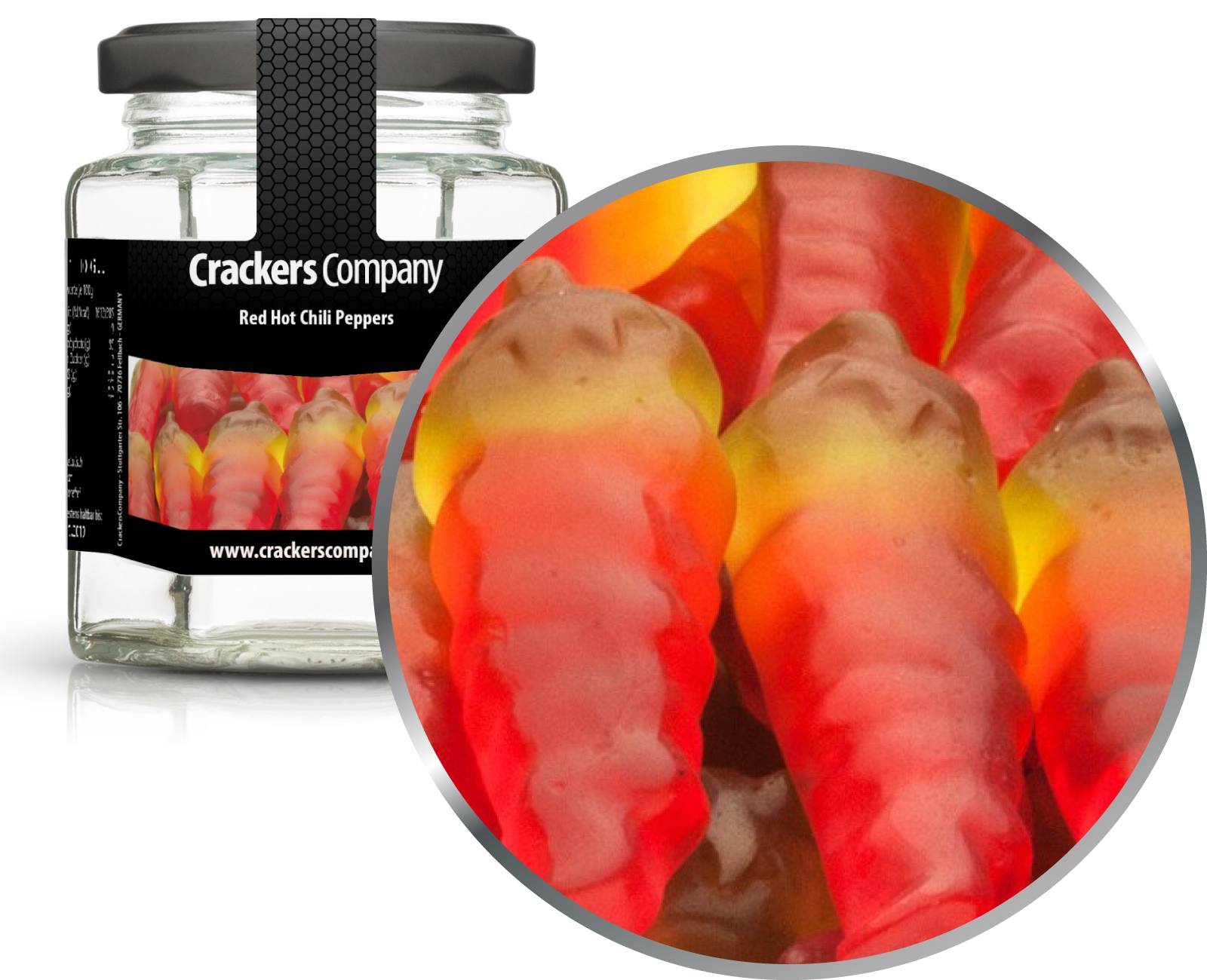 Vainas de goma de chile, Red Hot Chili Peppers PU con 25 piezas. Ud. Contenido de 100 g por pieza.