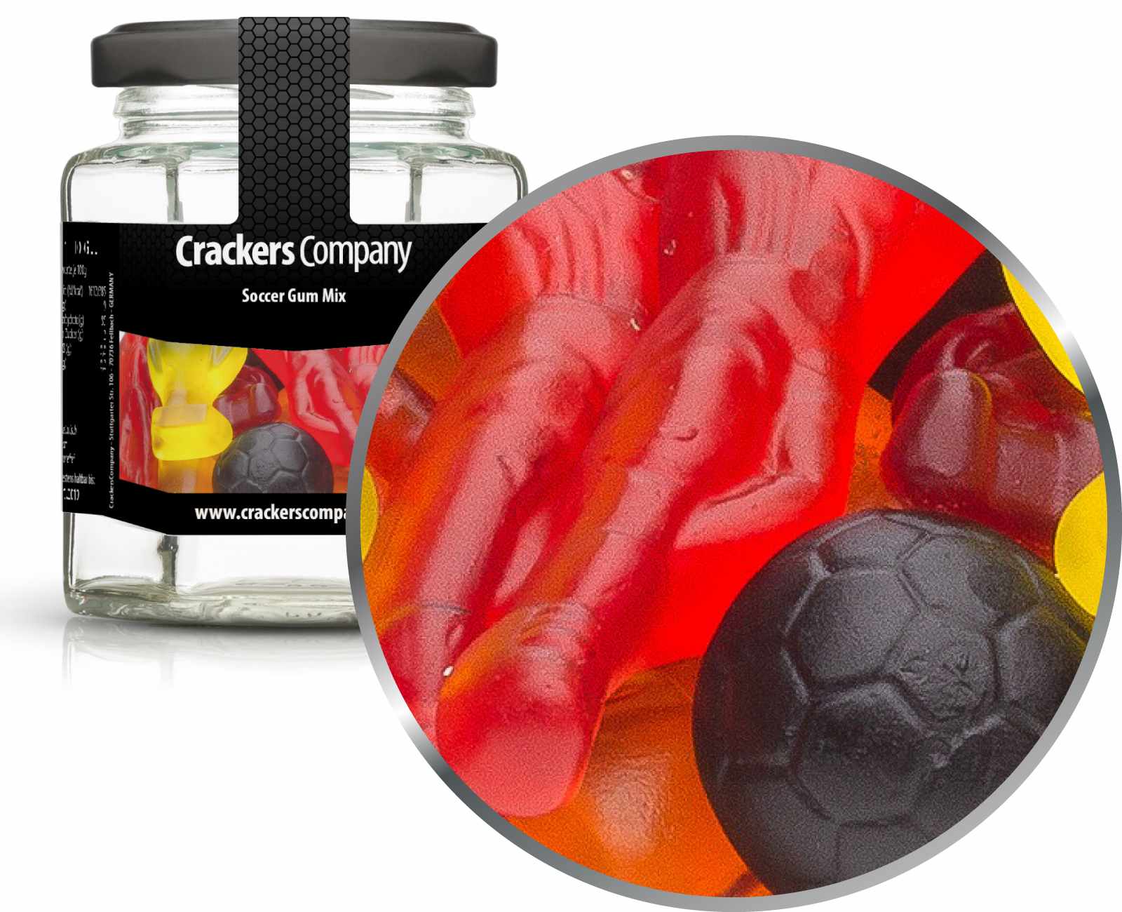 Gomme alla frutta da calcio, Soccer Gum Mix PU con 25 pezzi. u. Contenuto 110 g per pezzo.