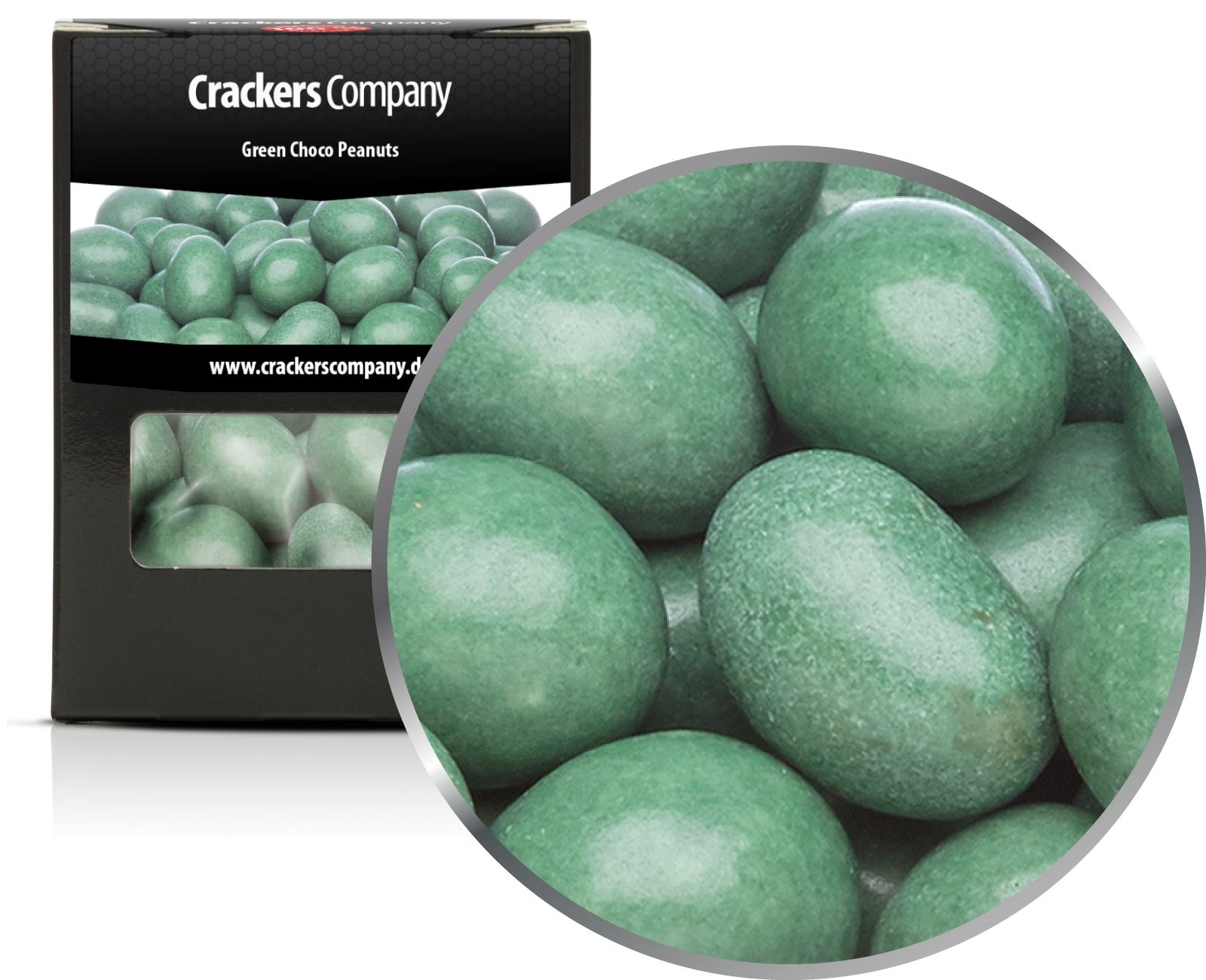 Cacahuetes de chocolate de colores, Green Choco Peanuts PU con 32 piezas. Ud. Contenido de 110 g por pieza.