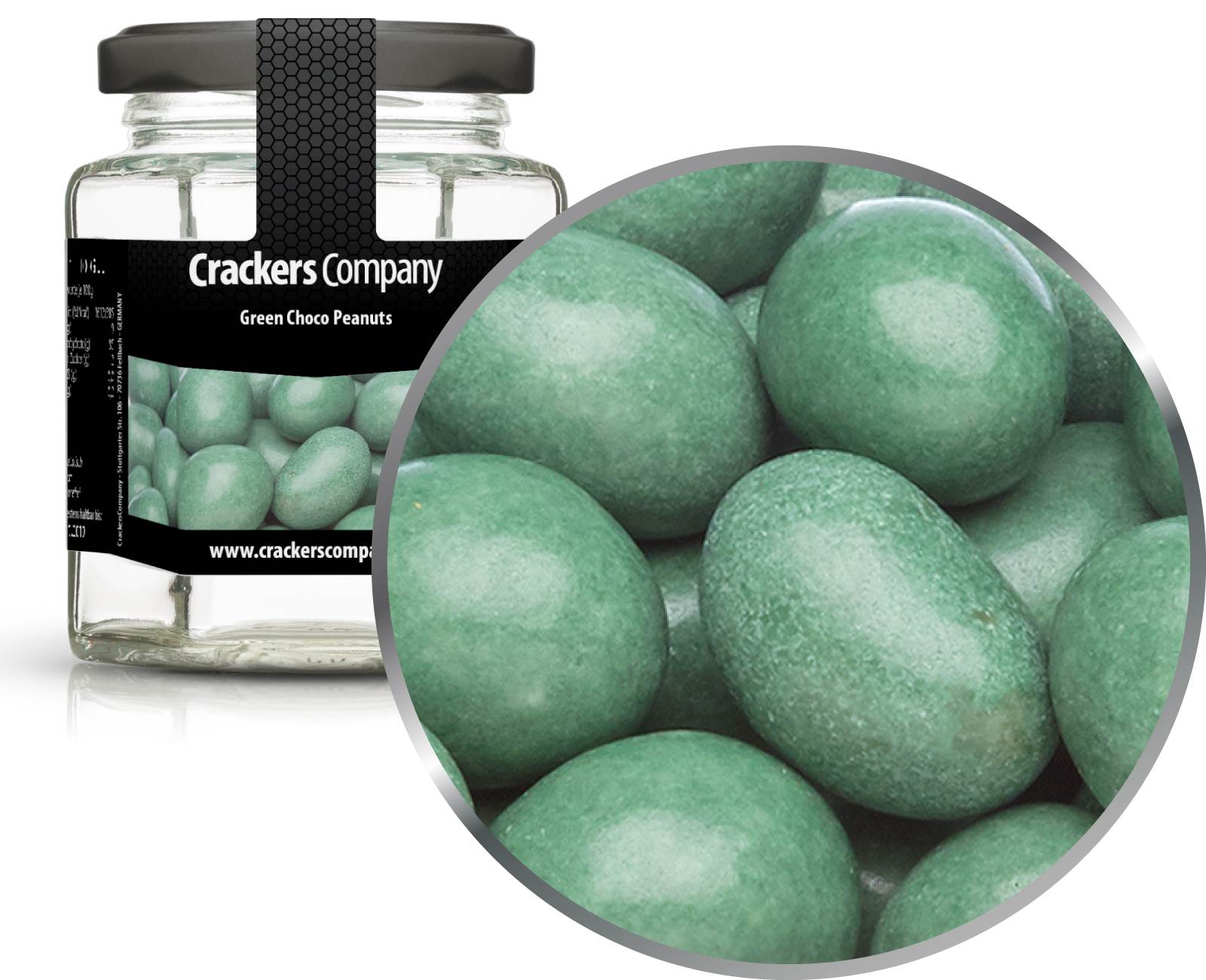 Cacahuetes de chocolate de colores, Green Choco Peanuts PU con 25 piezas. Ud. Contenido de 110 g por pieza.