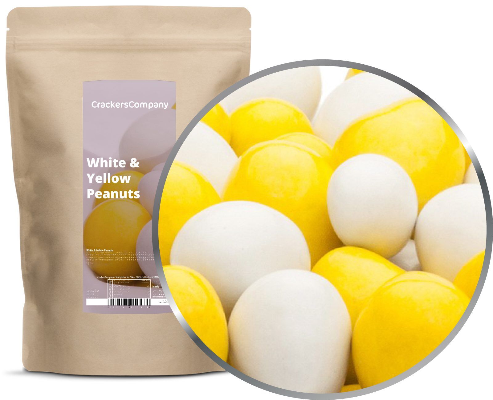 Arachidi di cioccolato colorate, arachidi bianche e gialle PU con 8 pezzi. u. Contenuto 750 g per pezzo