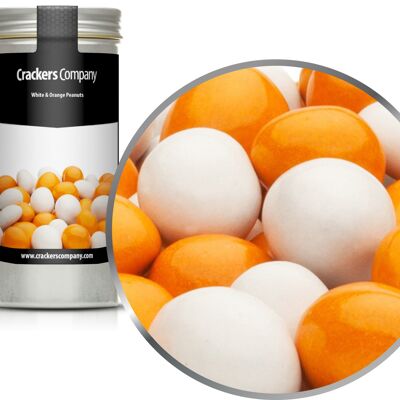 Cacahuètes colorées au chocolat, cacahuètes blanches et oranges PU avec 40 pièces. toi. Contenu de 110 g par pièce
