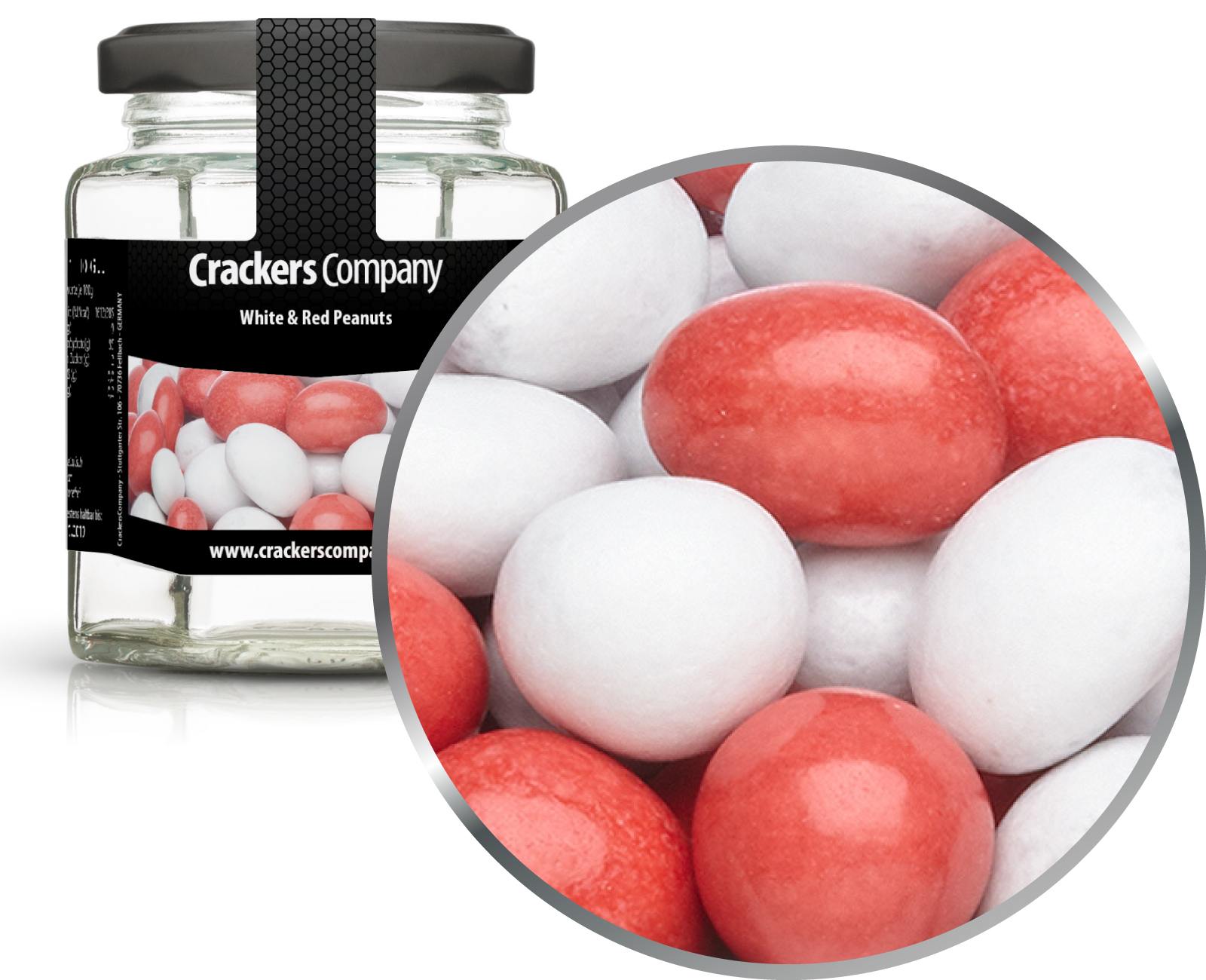 Bunte Schoko Erdnüsse, White & Red Peanuts VPE mit 25 Stk. u. 110g Inhalt je Stk.