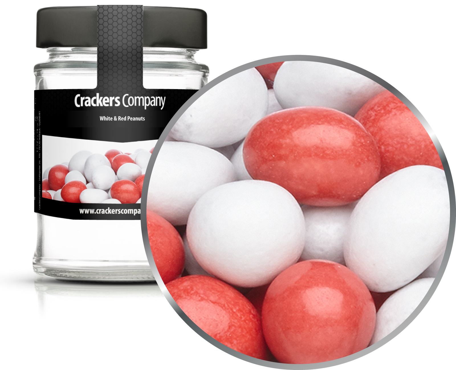 Bunte Schoko Erdnüsse, White & Red Peanuts VPE mit 45 Stk. u. 110g Inhalt je Stk.