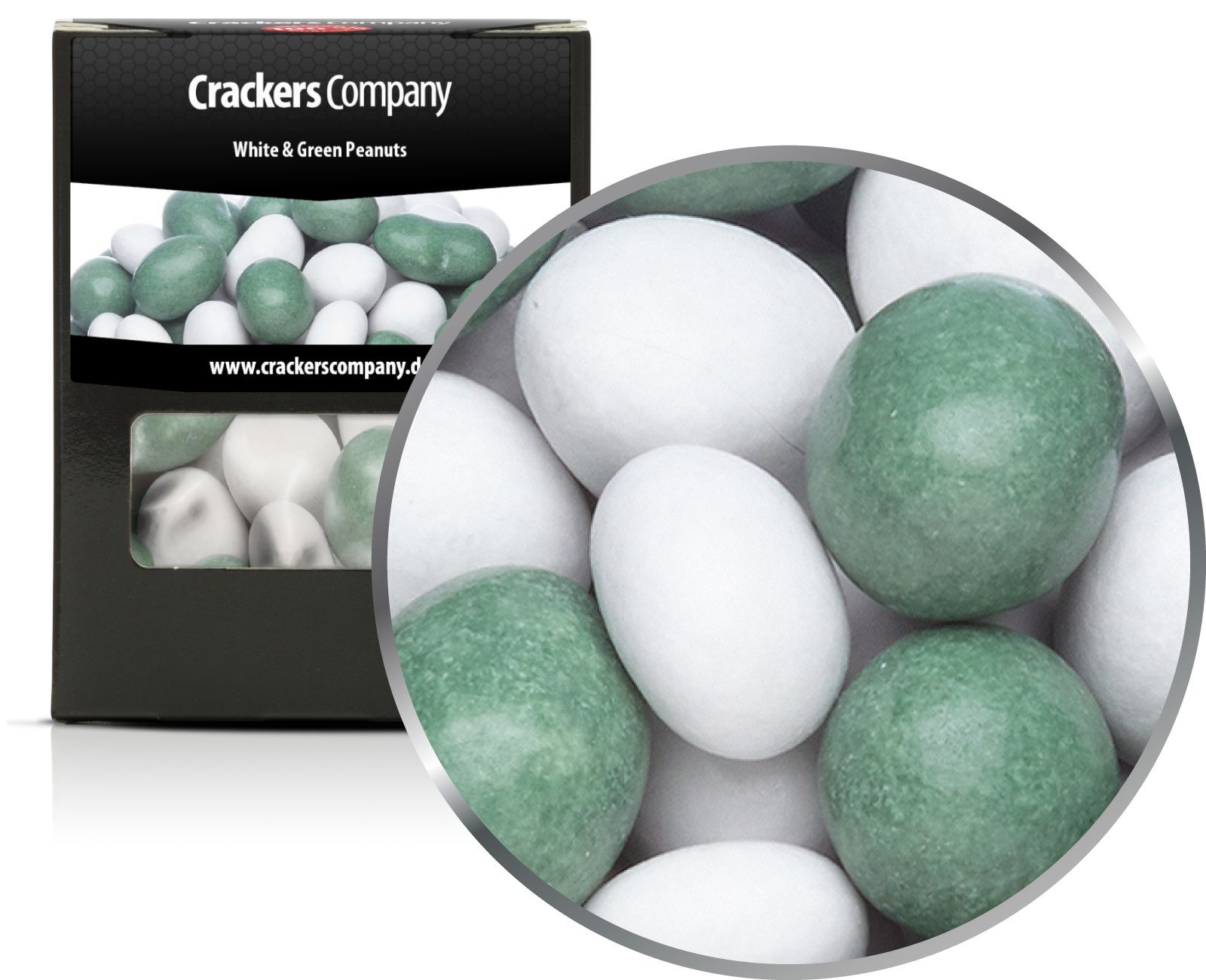 Bunte Schoko Erdnüsse, White & Green Peanuts VPE mit 32 Stk. u. 110g Inhalt je Stk