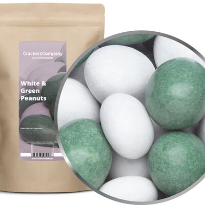 Arachidi di cioccolato colorate, arachidi bianche e verdi PU con 8 pezzi. u. Contenuto 750 g per pezzo.