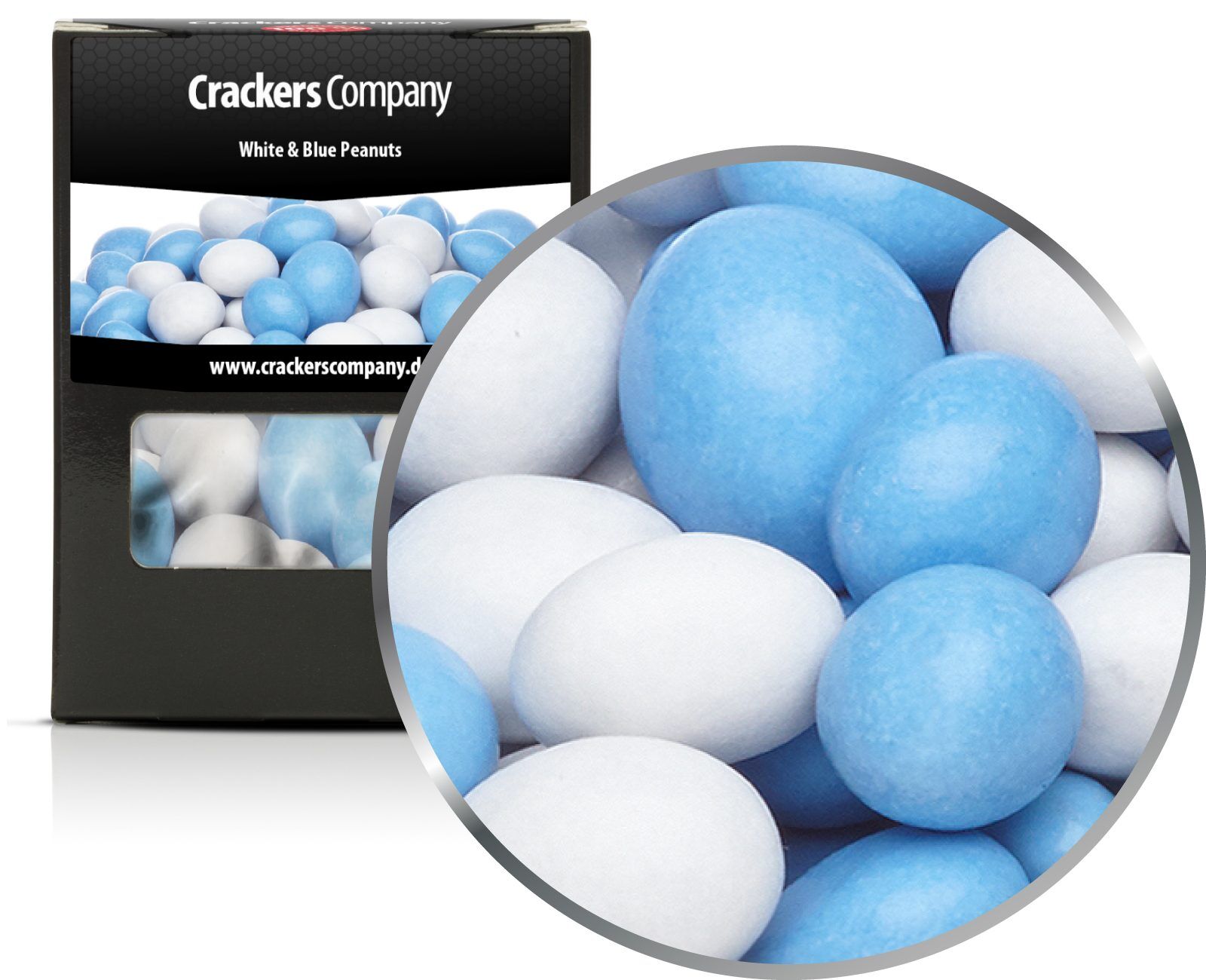 Bunte Schoko Erdnüsse, White & Blue Peanuts VPE mit 32 Stk. u. 110g Inhalt je Stk.