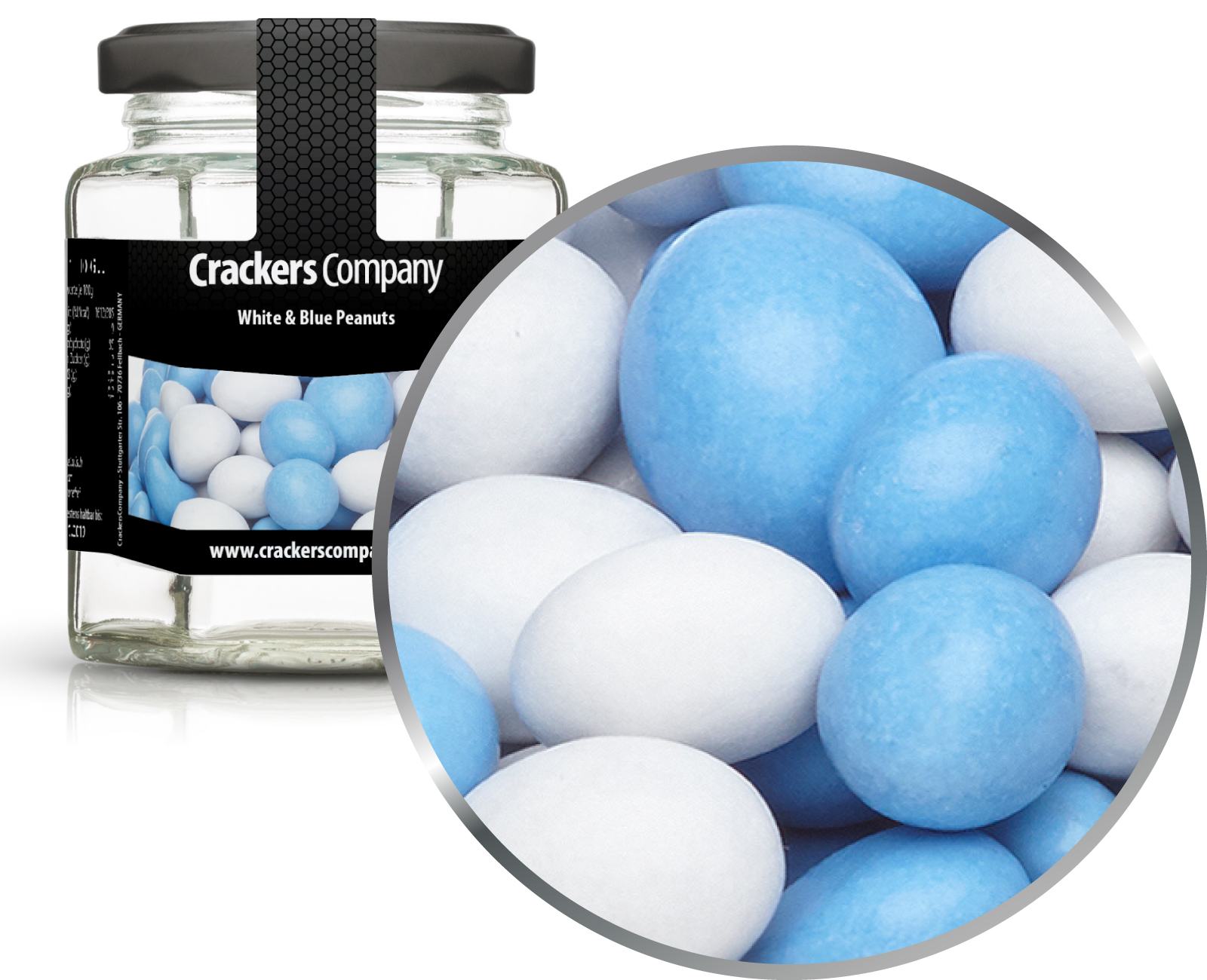 Bunte Schoko Erdnüsse, White & Blue Peanuts VPE mit 25 Stk. u. 110g Inhalt je Stk.