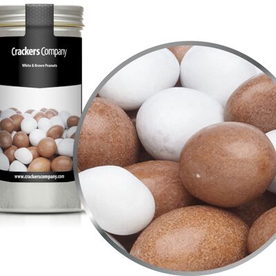 Cacahuètes colorées au chocolat, cacahuètes blanches et brunes PU avec 40 pièces. toi. Contenu de 110 g par pièce