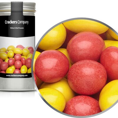 Cacahuètes colorées en chocolat, cacahuètes jaunes et rouges PU avec 40 pièces. toi. Contenu de 110 g par pièce.
