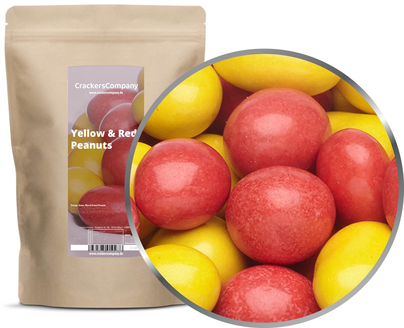 Colorful Chocolate Peanuts, Yellow & Red Peanuts VPE with 8 pcs. and 750g content per piece