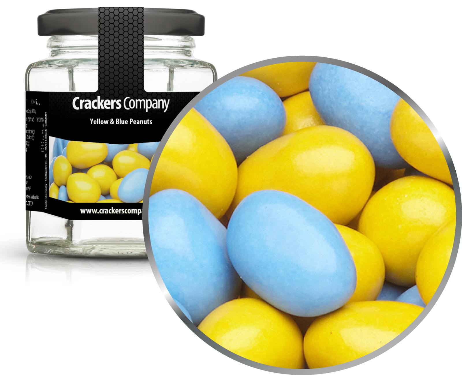 Arachidi di cioccolato colorate, arachidi gialle e blu PU con 25 pezzi. u. Contenuto 110 g per pezzo