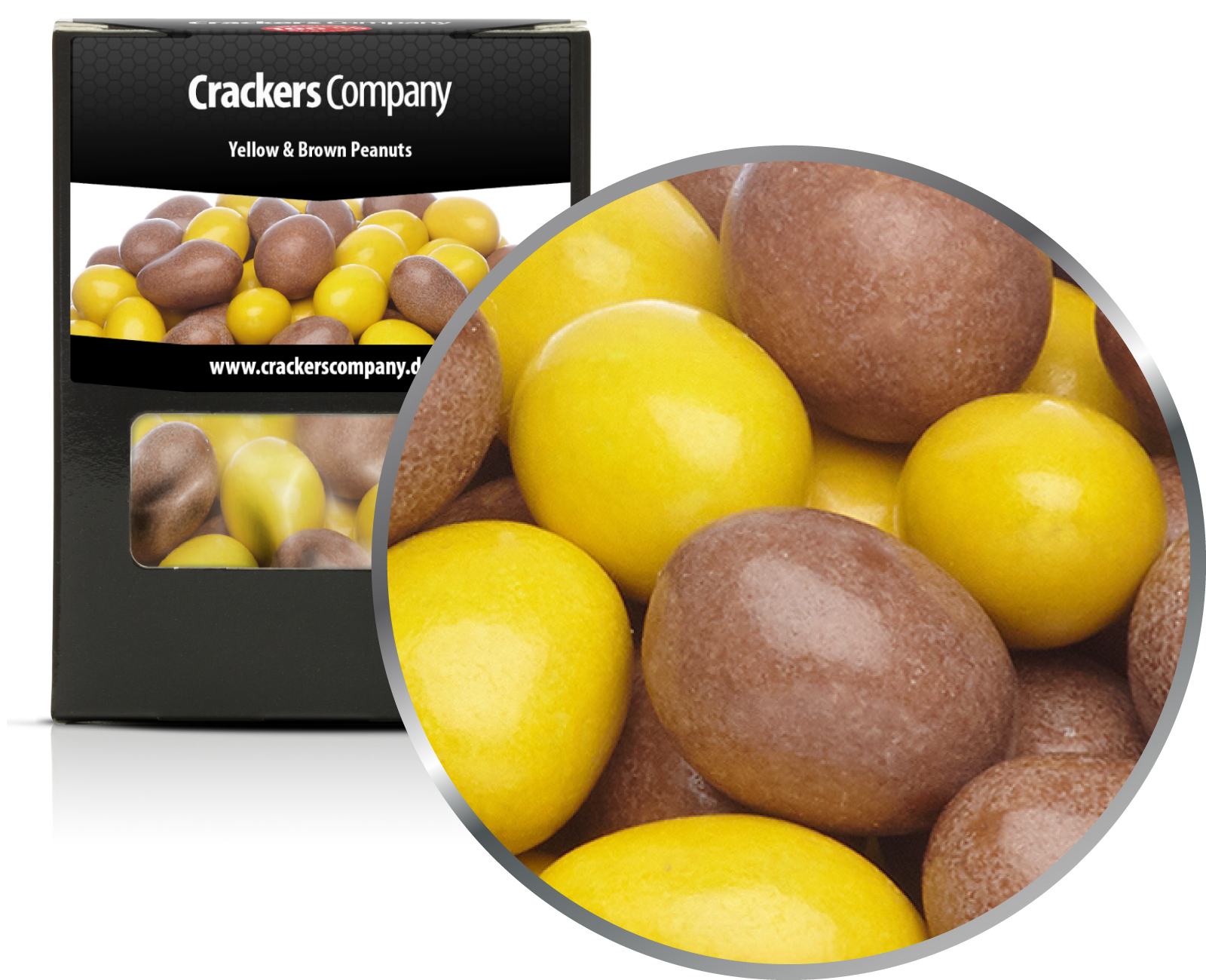 Bunte Schoko Erdnüsse Yellow & Brown Peanuts. VPE mit 32 Stk. u. 110g Inhalt je St